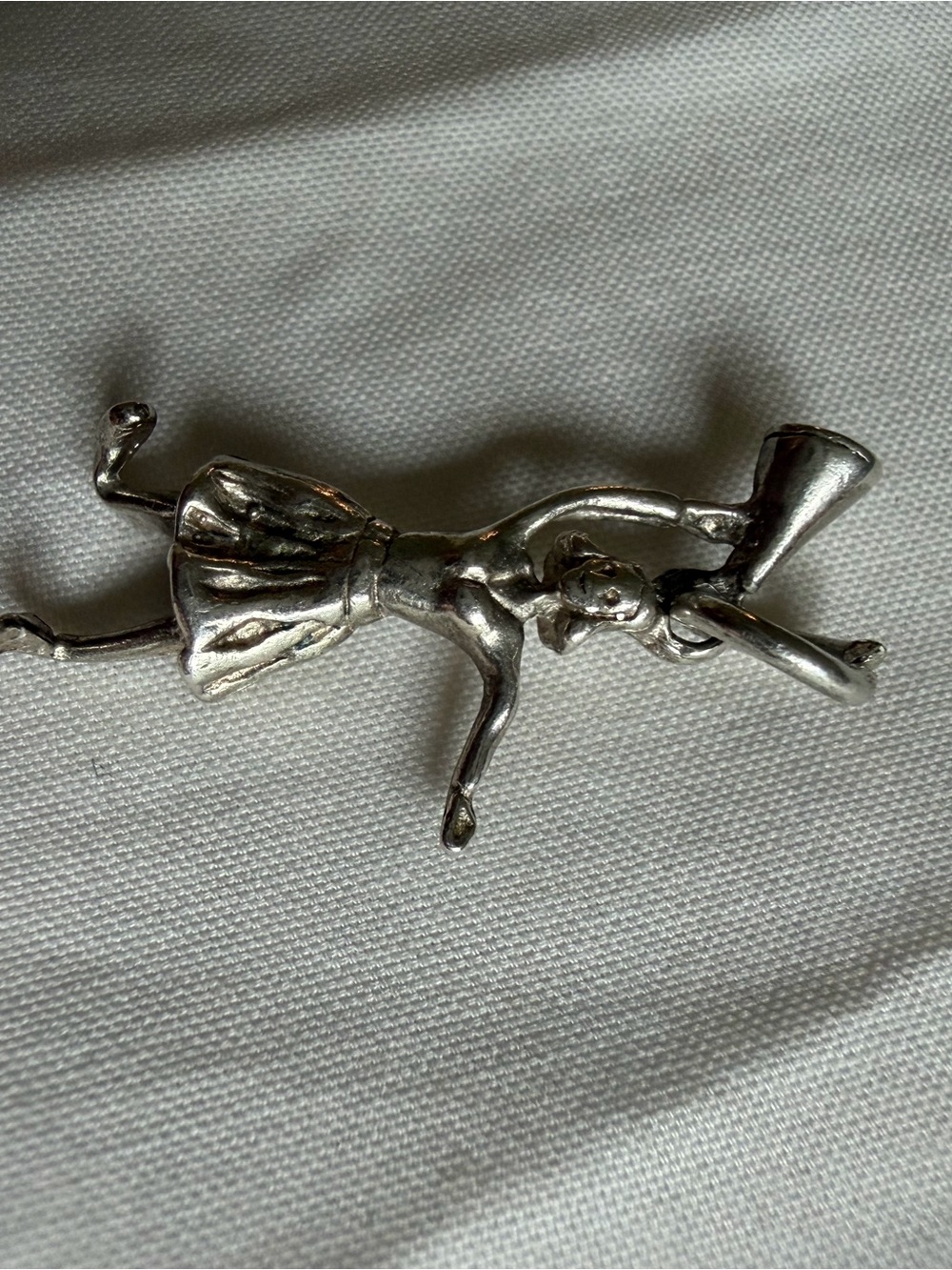 Silver Toned Dancing Lady Brooch